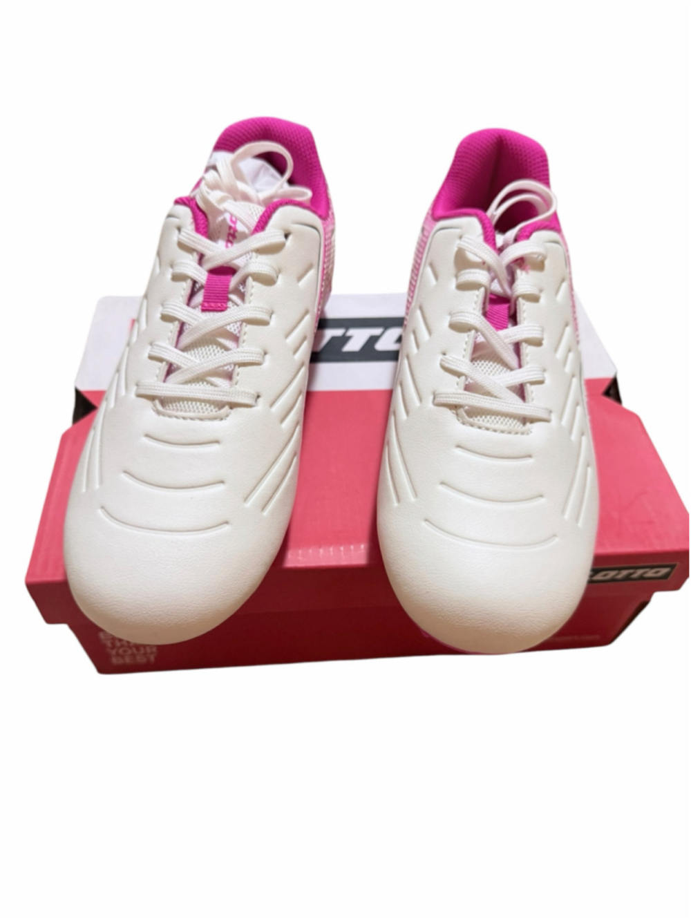 Lotto Roma 700 Kids Soccer Cleats White Pink Size 5